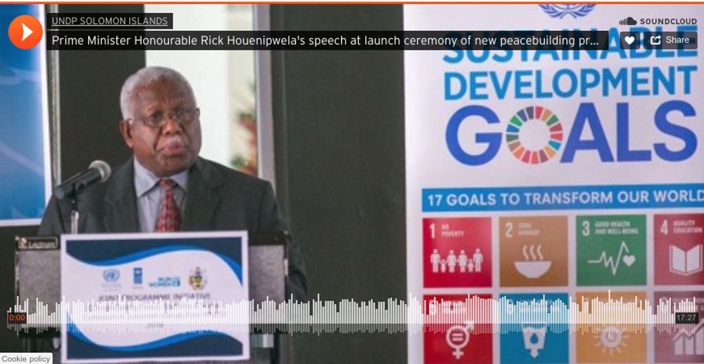Prime Minister Honourable Rick Houenipwela speech at launch ceremony of new peacebuilding project