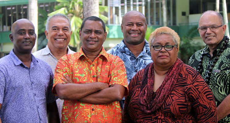 Moderator Stanley Simpson with panelists of our Education episode: Dr Neelesh Gounder, Larry Thomas, Seremaia Bai, Hector Hatch, Ufemia Camaitoga